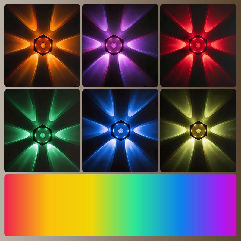 Hexagonal motion-sensor wall lamp detail