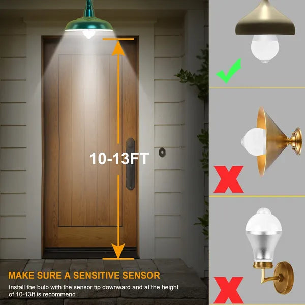 E27 motion-sensor bulb, feature detail